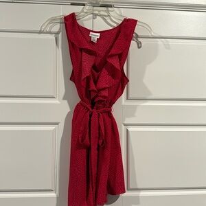 Maternity blouse. Red and black with tie.